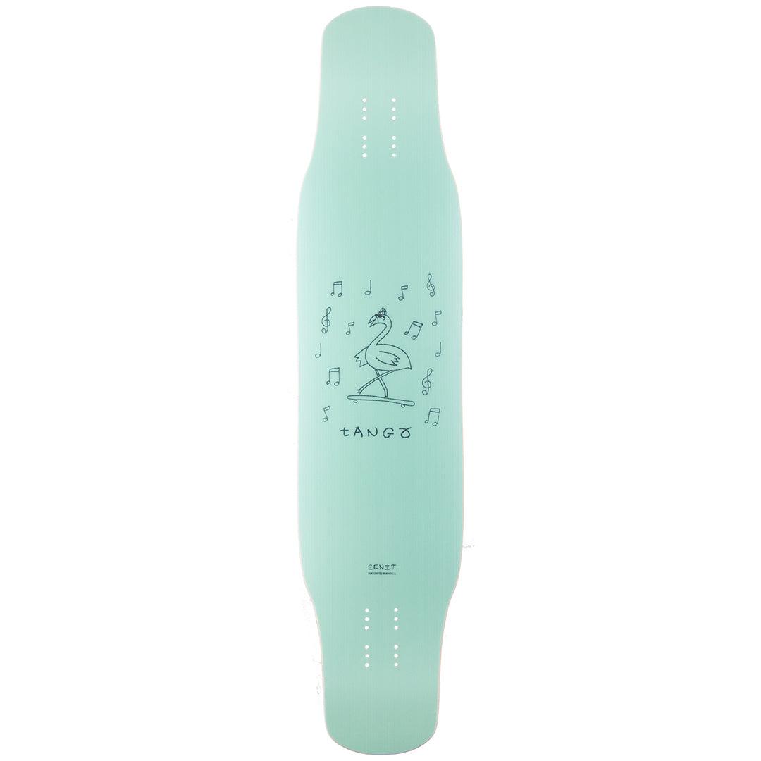 Zenit Tango dancing dance mini dancer freestyle longboard bottom view teal graphic