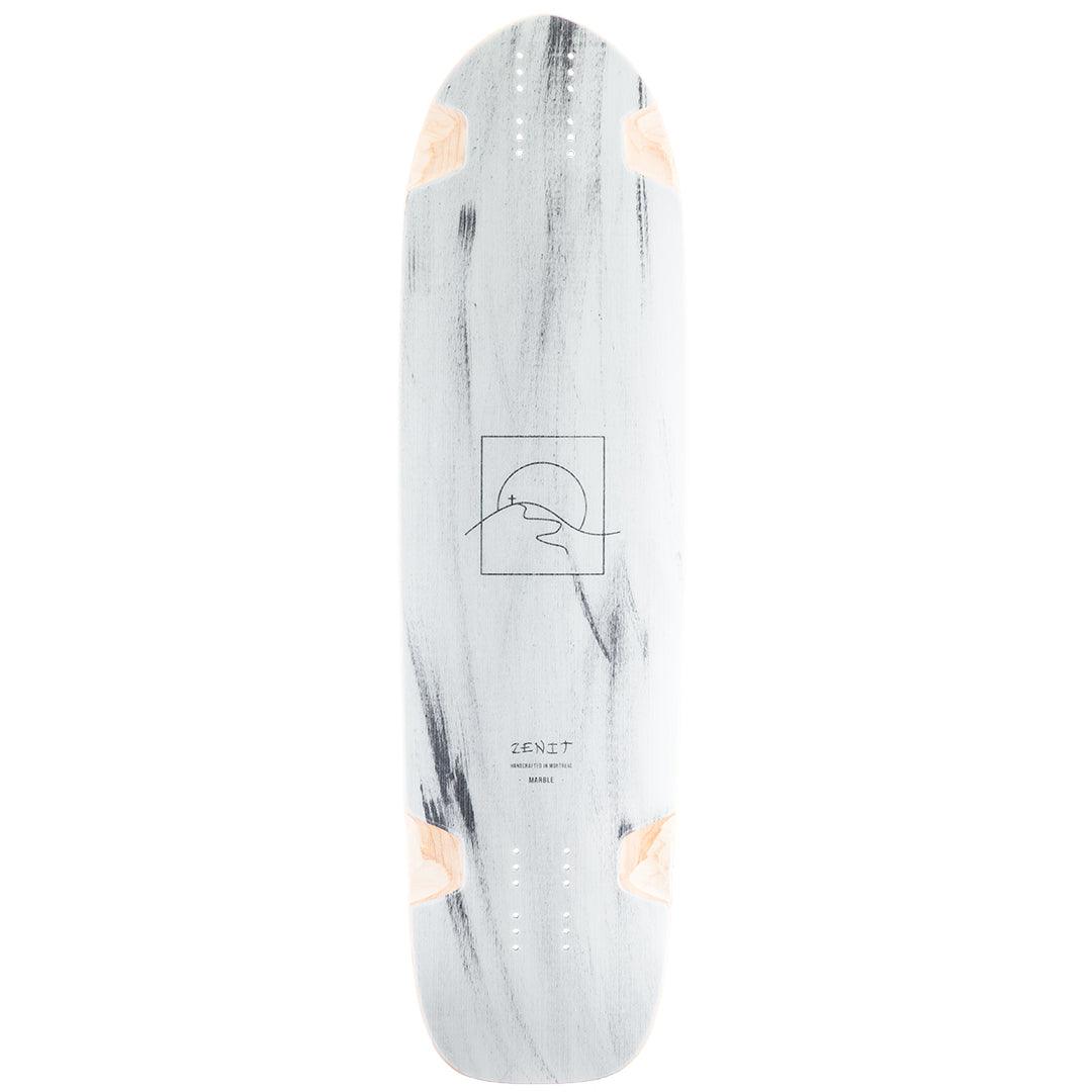 Zenit Marble 35 V2 le downhill freeride longboard single kicktail bottom view black white grey swirls paint graphic
