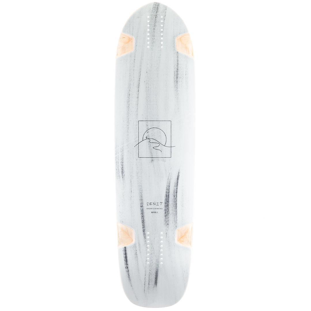 Zenit Marble 38 V3 le downhill freeride longboard single kicktail bottom view noir blanc gris swirls paint graphic