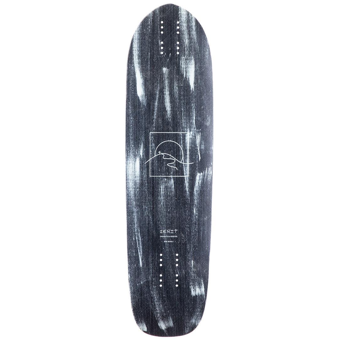 Zenit Mini Marble SK V2 le downhill freeride longboard single kicktail bottom view black white swirls paint graphic